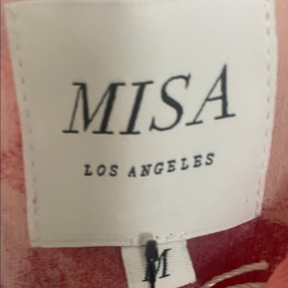 Misa Los Angeles Bridget Ruffled Floral Pink/Burgundy Dress Size Medium NWT - Picture 2 of 8